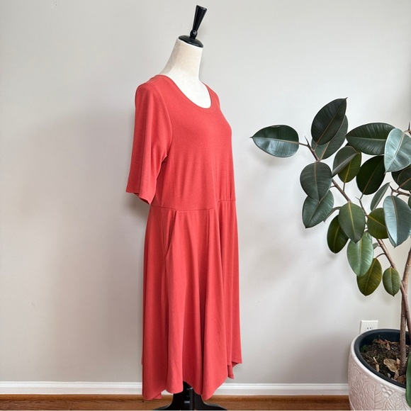 Torrid Terracotta Rust Orange Midi Super Soft Rib Hanky Hem Dress 2X - Picture 7 of 13